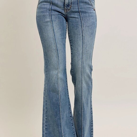 Hazel Blues® | Judy Blue High-Waist Flare Denim Jeans with Front Seam Detail - Picture 1 of 13